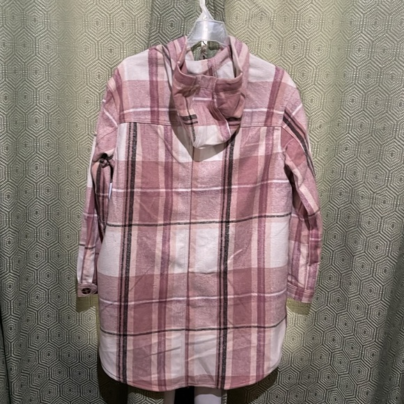 One 5 One flannel pink plaid jacket size medium NWT - Picture 8 of 11